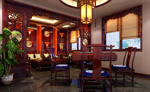 兴庆古典中式风格茶楼包间设计装修效果图